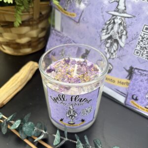 experience tranquility with our Amethyst Serenity Spell Flame candles blend infused with smooth fragrance an calming Amethyst Cristals